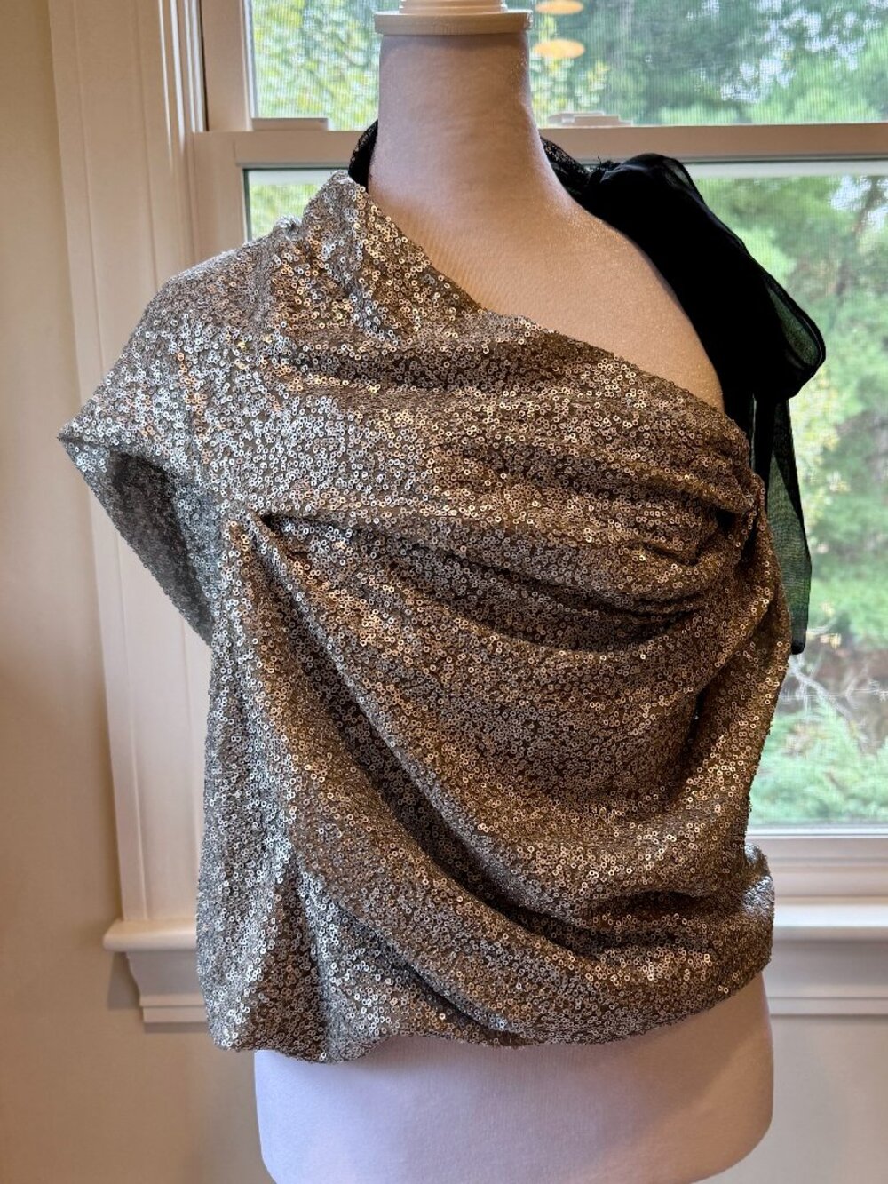 Robert Rodriguez Sequins Top, Silver, Size 4
